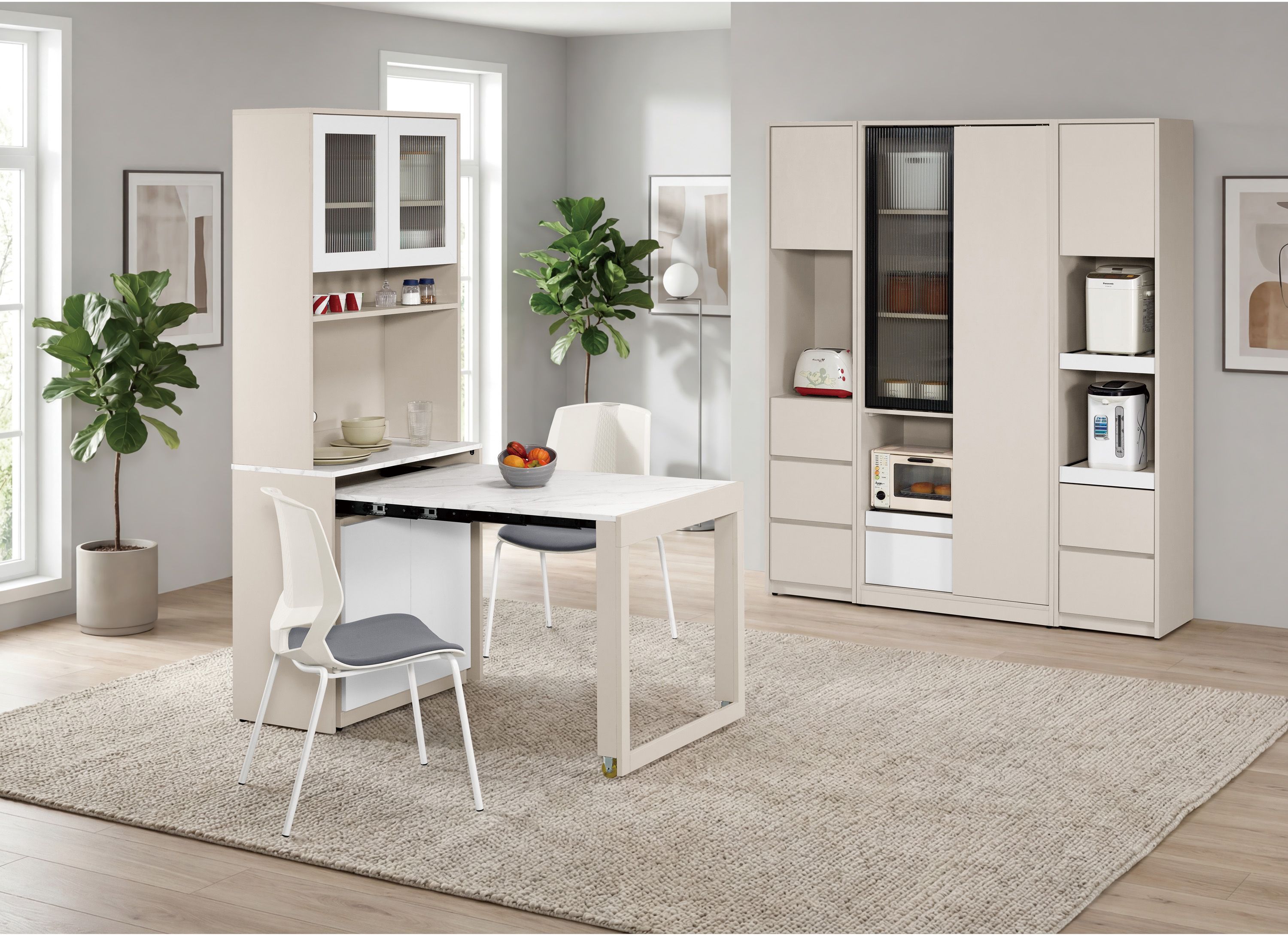 佩洛斯2.7尺伸縮收納餐桌櫃