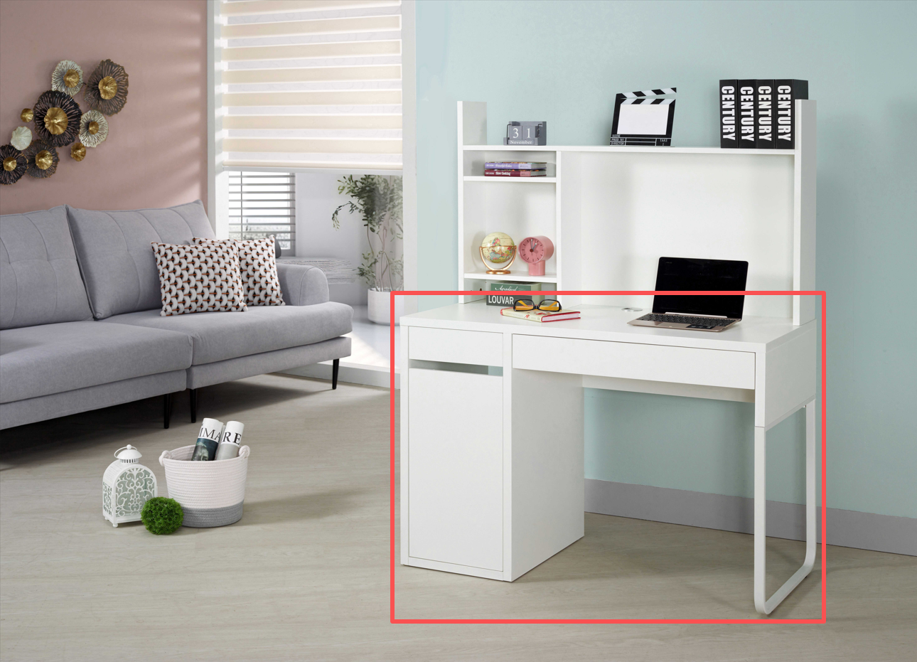 炎庭3.5尺白色雙抽書桌下座