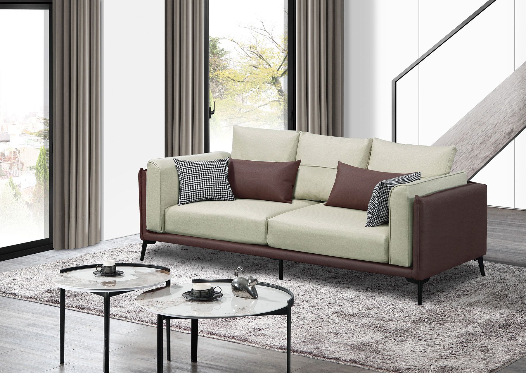 艾柏林三人座貓抓皮沙發
