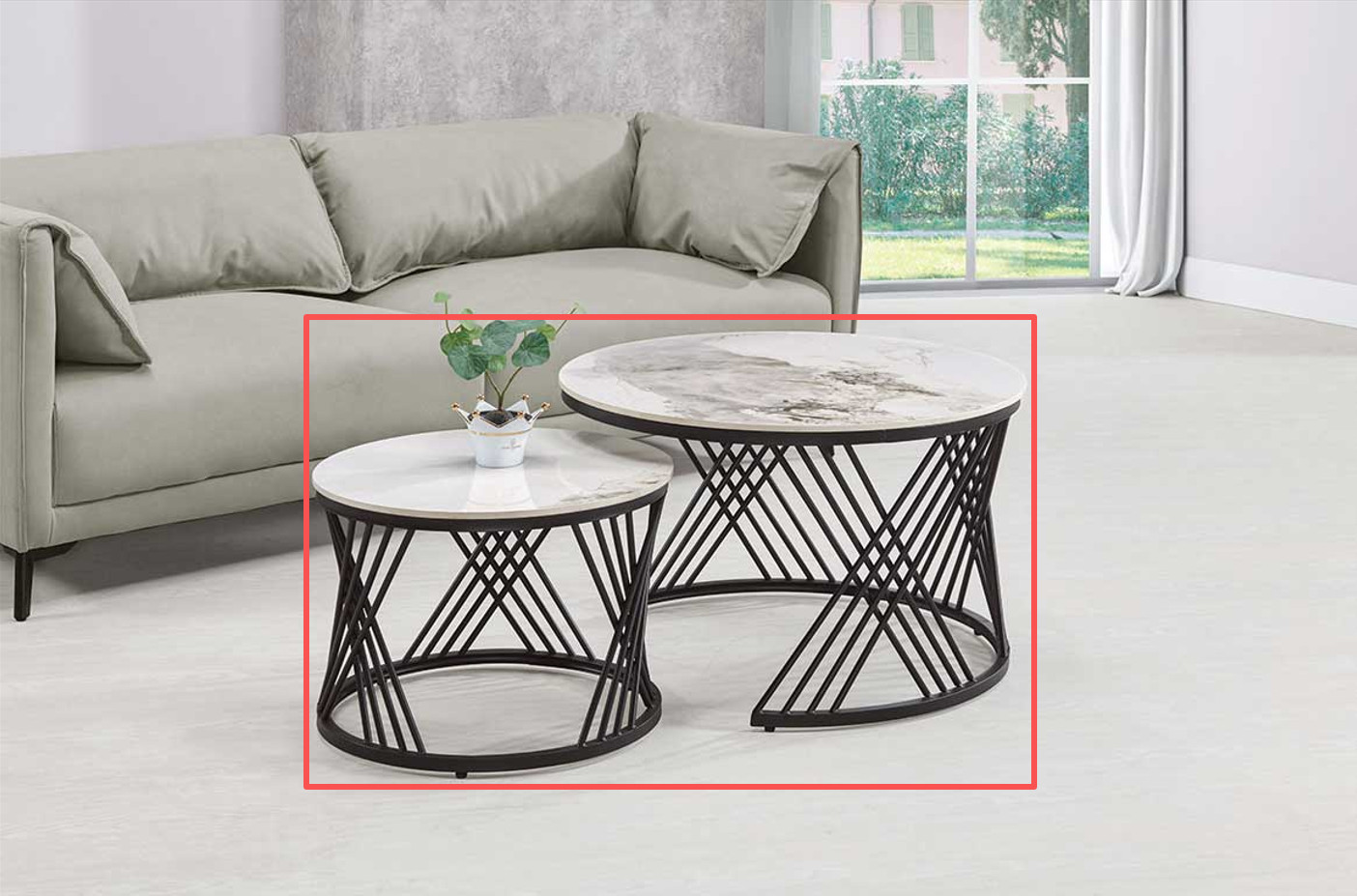 薩娃雙岩板組合圓几(全組)