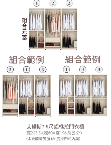 艾維斯7.5尺鋁框拉門衣櫥 2