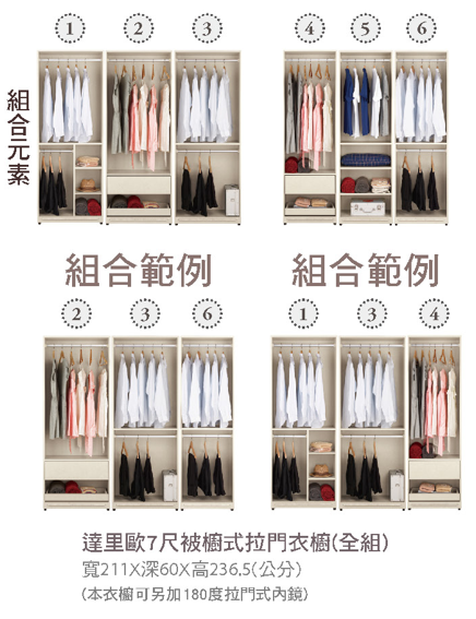 達里歐7尺被櫥式拉門衣櫥(全組) 2