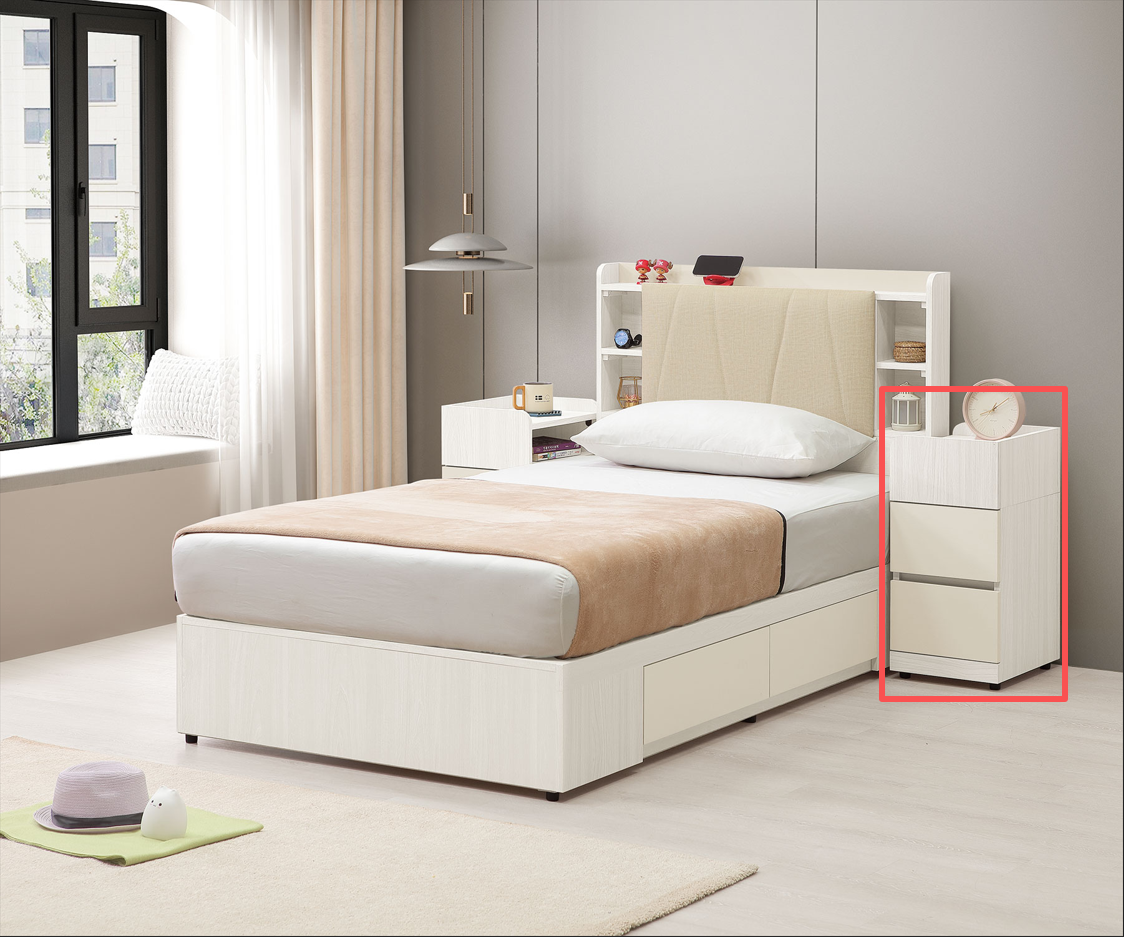 燕麥二抽床頭櫃(單) 3