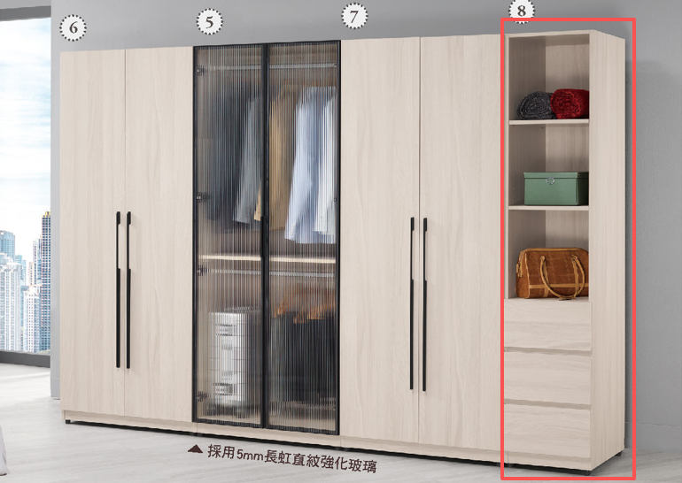 里斯特1.3尺衣櫥(三抽)