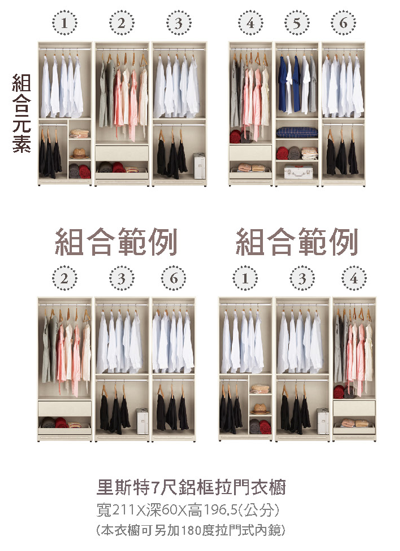 里斯特7尺鋁框拉門衣櫥 2