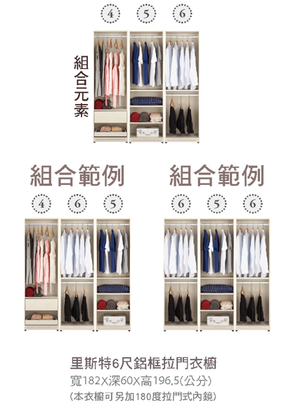 里斯特6尺鋁框拉門衣櫥 2