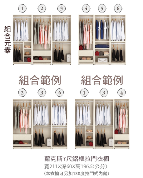 蘿克斯7尺鋁框拉門衣櫥 2