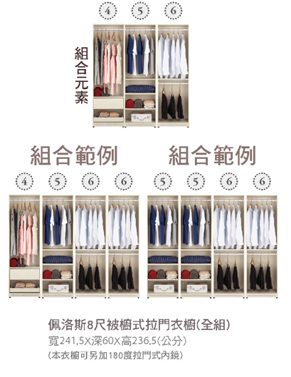 佩洛斯8尺被櫥式拉門衣櫥(全組) 2