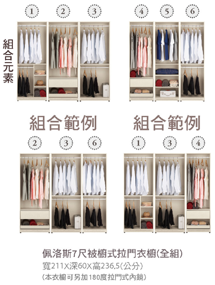 佩洛斯7尺被櫥式拉門衣櫥(全組) 2