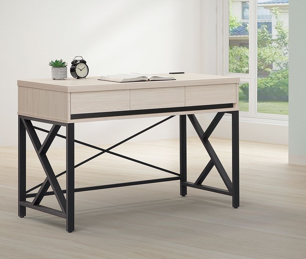 麥卡羅白榆木4尺三抽書桌